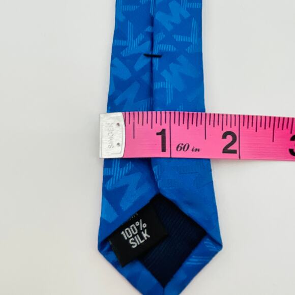 MICHAEL Michael Kors Bue Silk Initial Logo Classic Solid Mens Tie - Picture 9 of 10